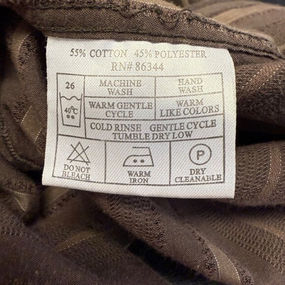 Spunky Wear Mens Brown Striped Button-Up Shirt Winged Cross Embroidery Sz Med - Picture 7 of 9